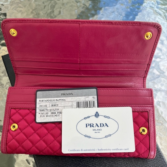 PRADA Tessuto Nylon Quilted Continental Flap Wallet Ibisco - Picture 5 of 16